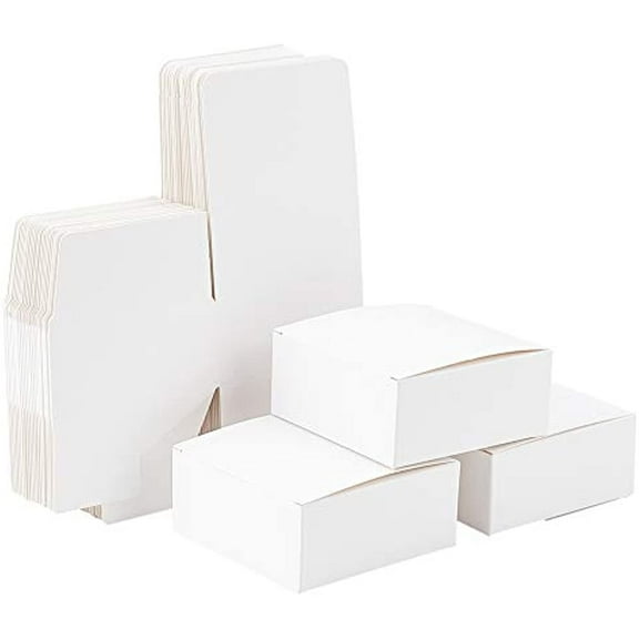 30pcs White Gift Box 3.5x3.5x1.5 Inch Kraft Paper Box Packing Cardboard Box Favor Treat Boxes Small Foldable Paper Gift Box for Soap Tea Light Birthday Christmas Wedding Baby Shower