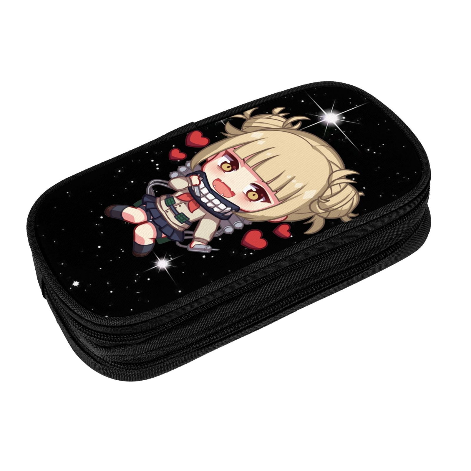My Hero Academia Himiko Toga Pencil Case Large Capacity Pencil Pouch Pen Bag Office Stationery Organizer Travel Makeup Bag Black