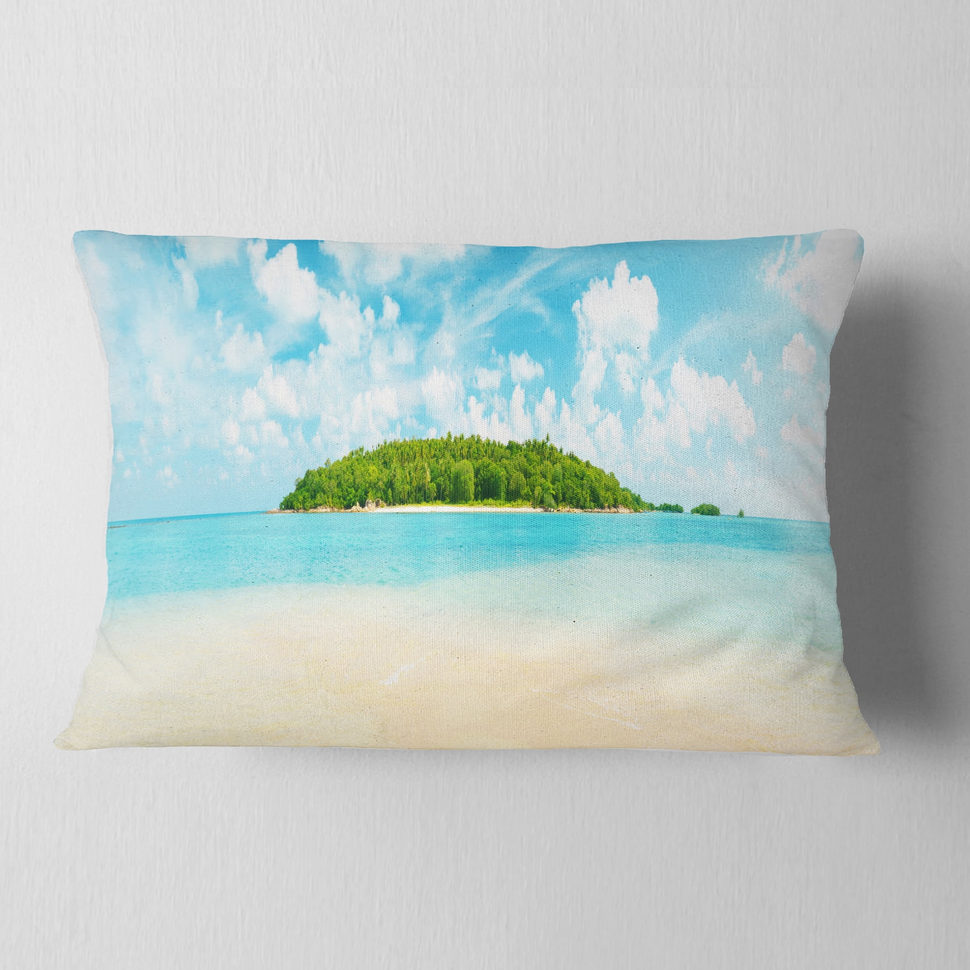 Designart Tropical Island Panorama - Photography Throw Pillow - 12x20