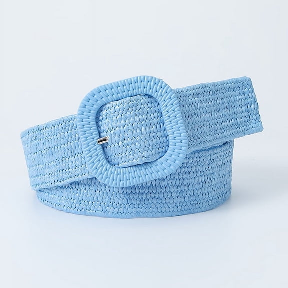 YooGuoGuo Wide Fashion Braid Belts For Women Square Buckle Dress Jans Shirt Decoration Waistband Candy Color Elastic Grass Woven Belt