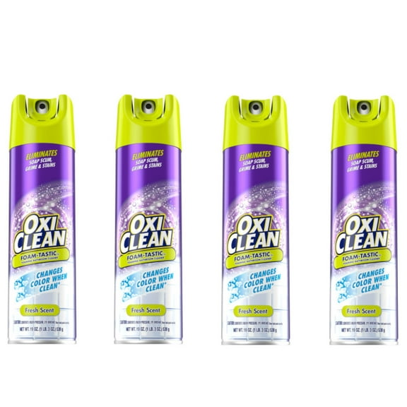 OxiClean Foam-Tastic™ Foaming Bathroom Cleaner, Fresh Scent, 19 oz Spray Can, Eliminates Soap Scum, Grime and Stains - 4 Pack