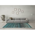 thumbnail image 3 of Ahgly Company Indoor Rectangle Abstract Light Blue Contemporary Area Rugs, 2' x 5', 3 of 4