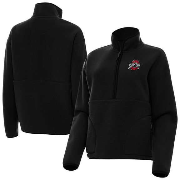 Women's Antigua  Black Ohio State Buckeyes Figure Quarter-Zip Pullover Jacket