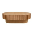 thumbnail image 2 of Modern Handcraft Drum Coffee Table Length 43.7 inch Ellipse Coffee Table for Living Room,Oval Small Coffee Table with Sturdy Pedestal,Natural Ash MDF, 2 of 10