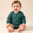 thumbnail image 2 of Akmoler Baby Boys and Girls Long Sleeve Bodysuit, Solid Color Crew Neck Snap-Crotch One-Piece | Army Green 0-3 Months, 2 of 7
