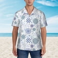 thumbnail image 2 of Sikiie Retro ice blue snowflakes Print Men's Hawaiian Shirt, Summer Beach Button Pocket Short Sleeve T-Shirt,XX-Large, 2 of 7