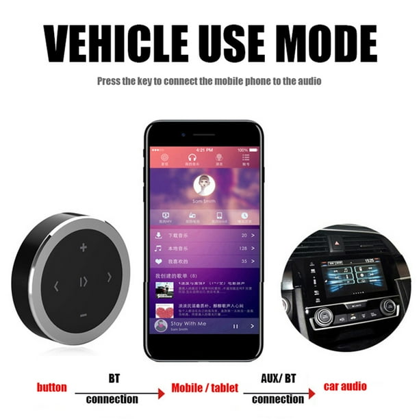 Mando a distancia multimedia compatible con Bluetooth para volante de coche para iPhone, iPad, Samsung (negro) Ehuebsd http://w.neototem.com/image/351384.01/main/351384.01-1.jpg