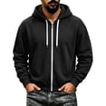 thumbnail image 5 of Mens Sweatshirt Zeliretfy Men's Windbreakers Casual Jacket Loose Solid Color Outdoor Long Sleeved Hooded Casual Jacket Windbreaker Front-Zip Jacket, 5 of 6