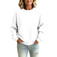 thumbnail image 2 of Sweatshirt For Women Crewneck Pullover Sweatshirts No Hood Long Sleeve Tops Casual Comfy Fall Clothes White L, 2 of 6