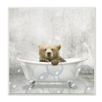 Stupell Industries Baby Bear Bath Time Cute Animal Design Graphic Art Unframed Art Print Wall Art, 12x12, by Kim Allen