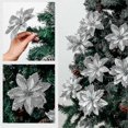 thumbnail image 5 of 24 Pcs Artificial Silver Poinsettia Flowers, 14cm Flowers Heads Christmas Tree Decorations,Poinsettia Christmas Decorations for Party Decor, 5 of 5