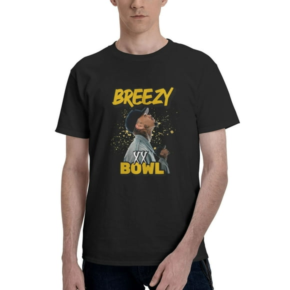 Chris Brown Breezy Bowl XX Men's Cotton T-Shirt Short Sleeve Crew Neck Tee Shirts Casual Solid Tops