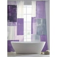 thumbnail image 4 of Abstract Purple Sheer Curtains for Living Room Bedroom, Light-filtering Sheer Curtain, Gray Graffiti Mottled Color Block Modern Art Rod Pocket Voile Window Treatment Drapes, 52’’Wx84’’L, 2 Panels Set, 4 of 6