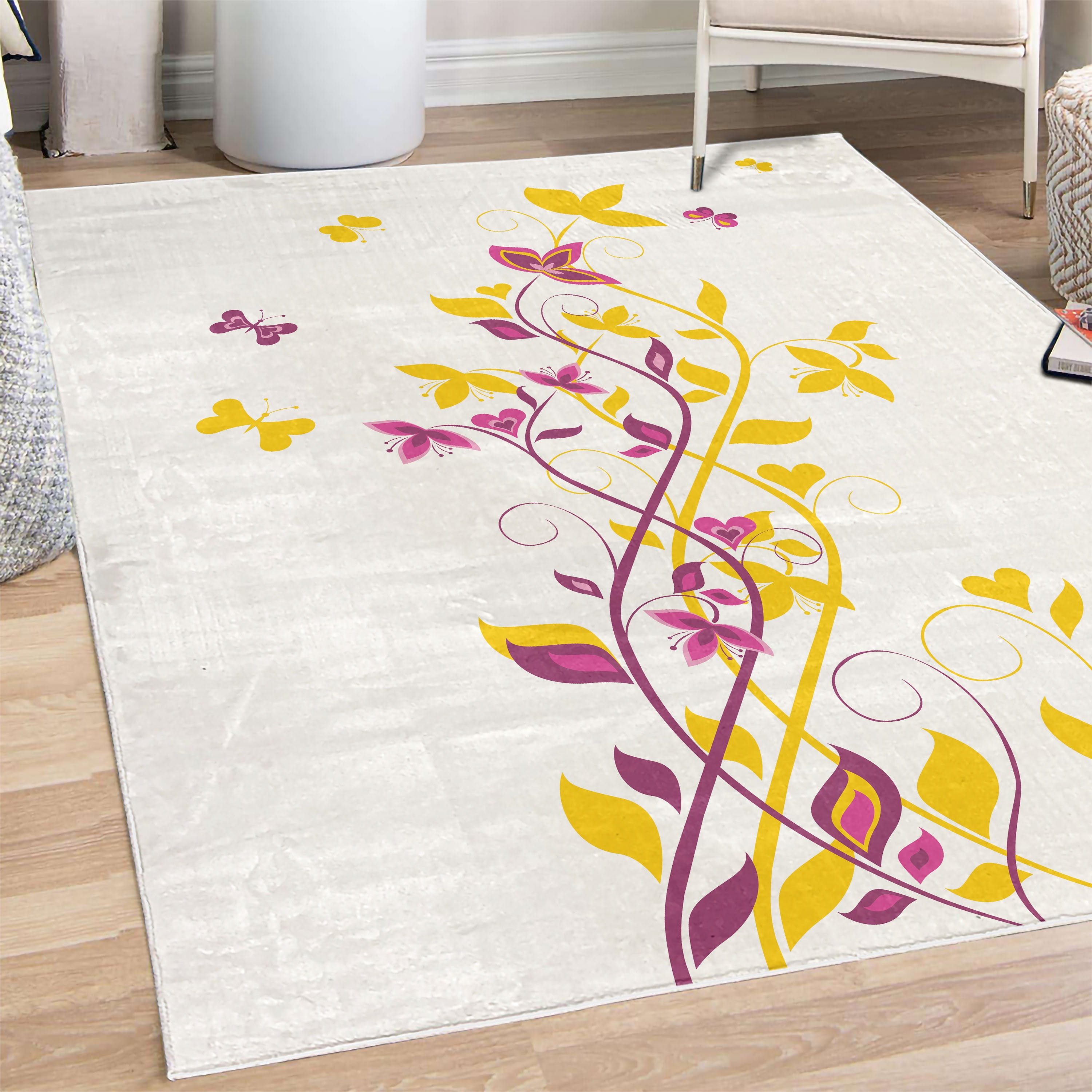 Spring Decorative Rug, Tree Swirling Persian Lilac Blooms with ...