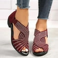 thumbnail image 2 of Womens Rhinestones Gladiator Dress Sandals Vintage Glitter Peep Toe Chunky Mid Heel Back Zipper Summer Shoes, 2 of 5