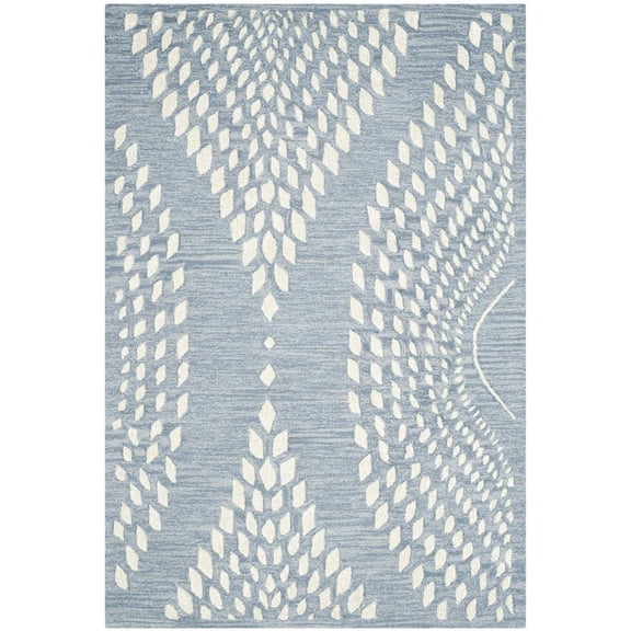SAFAVIEH Bella Elisie Abstract Floral Leaf Wool Area Rug, Blue/Ivory, 3' x 5'