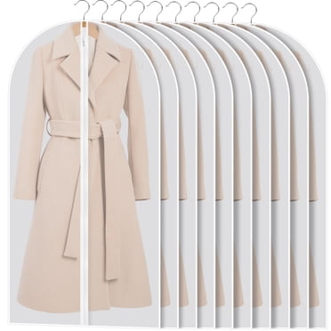LUIISIS 10 Pack Clothes Cover Protector Bags, 23.62*47.24 In Lightweight Dustproof Clothes Protectors Bag with Zipper, Clear Hanging Garment Bags for Closet Storage and Travel