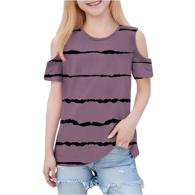 Zpanxa T-Shirts pour Tout-Petites Fille Imprimé Décontracté Manches Courtes Col Rond Haut Mode avec Coton 3 Ans