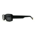 thumbnail image 4 of Womens Thin Narrow Rectangular Mod Sunglasses All Black, 4 of 4