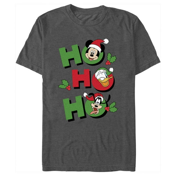 Men's Mickey & Friends Ho Ho Ho Christmas Graphic Tee Charcoal Heather Large