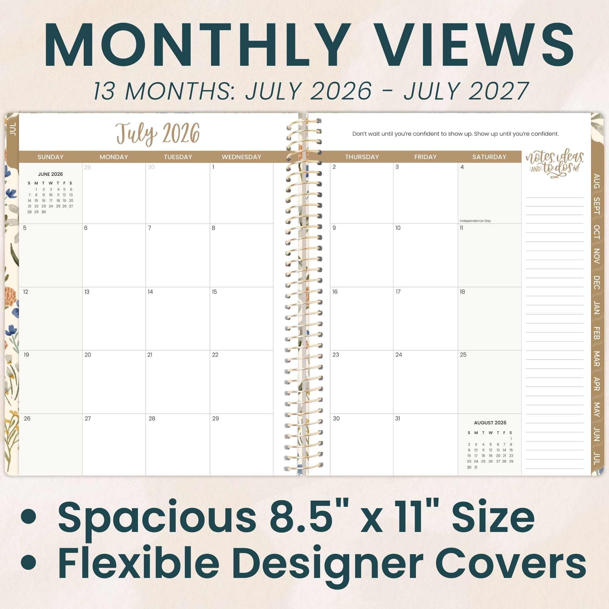 bloom daily planners 2026-2027 Academic Planner, 13 Month Monthly & Weekly, 8.5" x 11" Soft Cover, Stickers Included, Whimsical Wildflowers