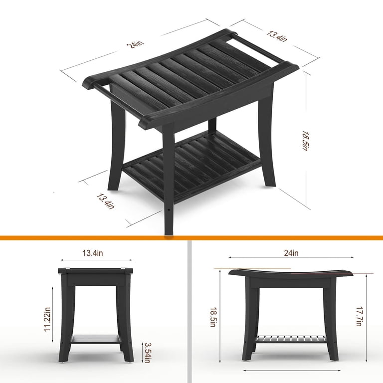 YEFU Oversized Shower Chair - 21 Inch Bath Bench With Shelf & Handle, Holds 400 Lbs, Waterproof