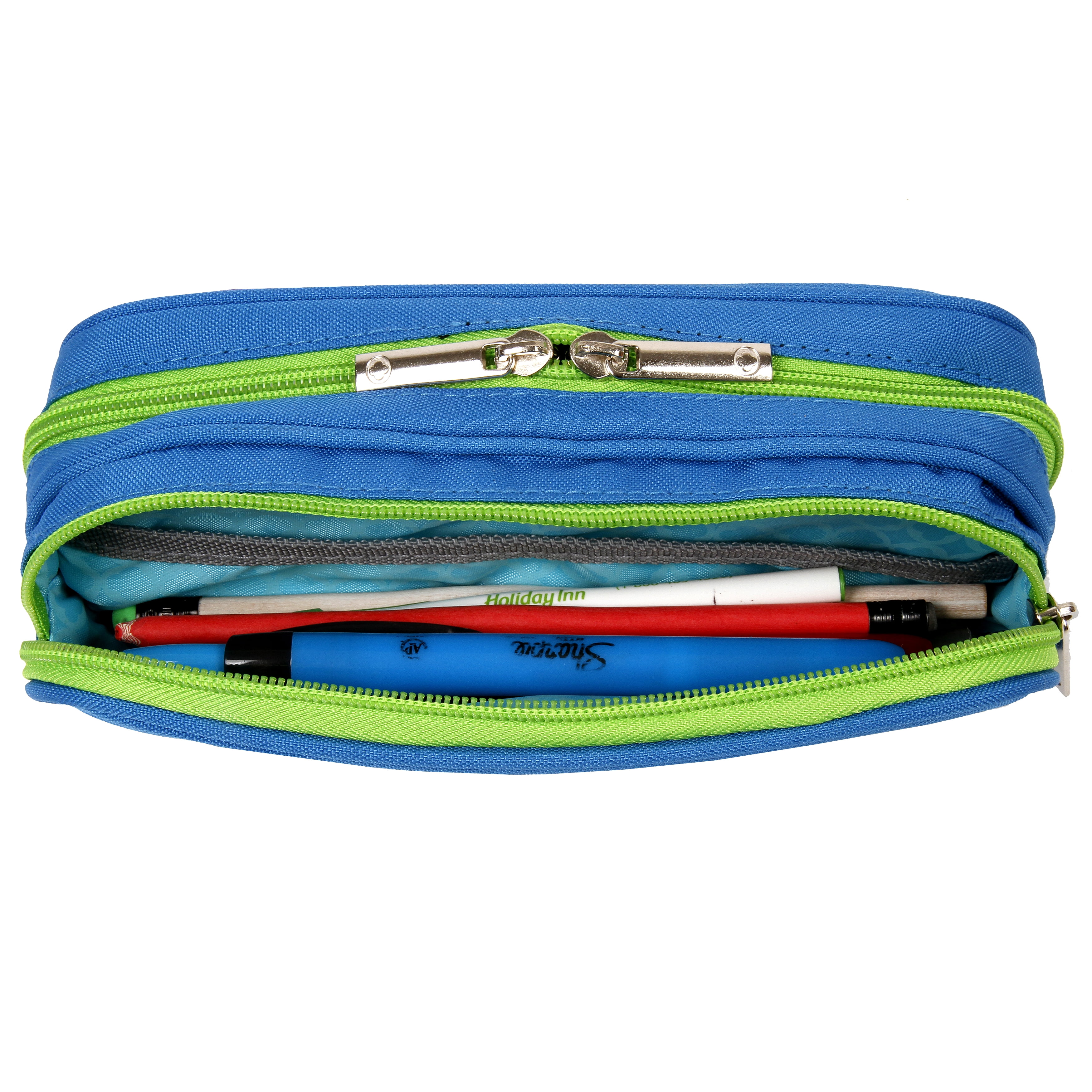 J World Boys and Girls Jojo Double Compartment Kids Pencil Case for School, Blue