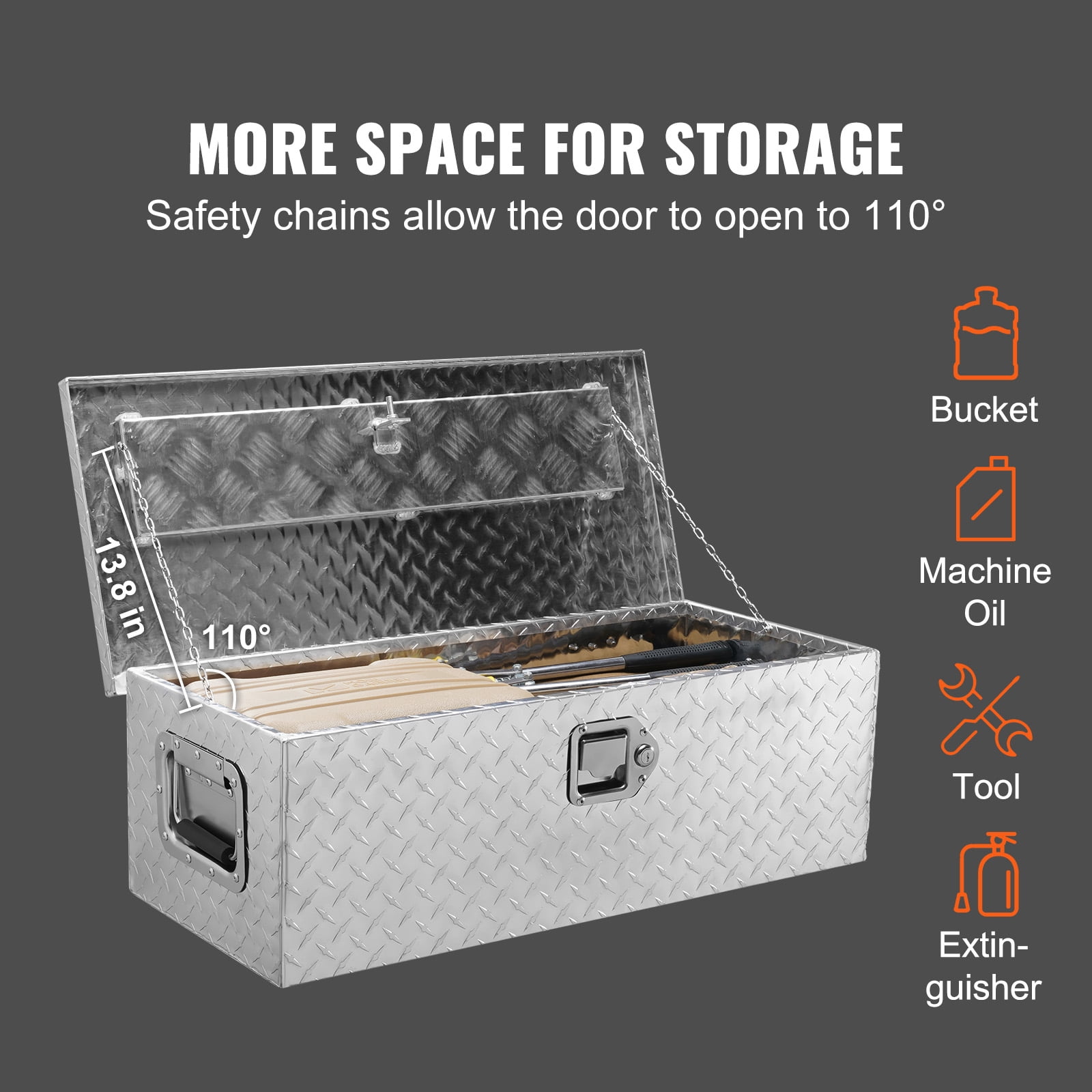 KFFKFF 30"x13"x9.6" Heavy Duty Aluminum Bar Tool Box for Pickup Truck Bed