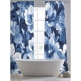 thumbnail image 5 of White Navy Sheer Curtains for Living Room Bedroom, Light-filtering Sheer Curtain, Blue Flower Blooming Watercolor Floral Botanical Rod Pocket Voile Window Treatment Drapes, 52’’Wx84’’L, 2 Panels Set, 5 of 7