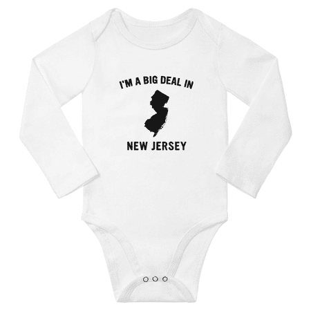 

I m A Big Deal in New Jersey Funny Baby Long Sleeve Rompers Boy Girl Unisex (White 12-18M)