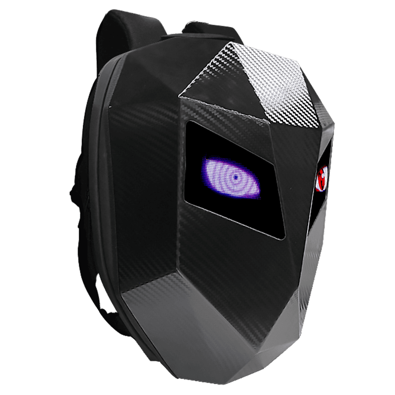 19" LED Backpack, Animated Digital Motorcycle Backpack with Programmable Moving Eyes, DIY Graffiti, Perfect Tech Gear
