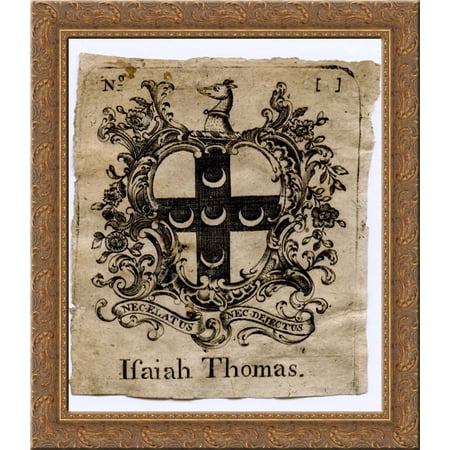 Isaiah Thomas Bookplate 20x20 Gold Ornate Wood Framed Canvas Art by Revere, Paul