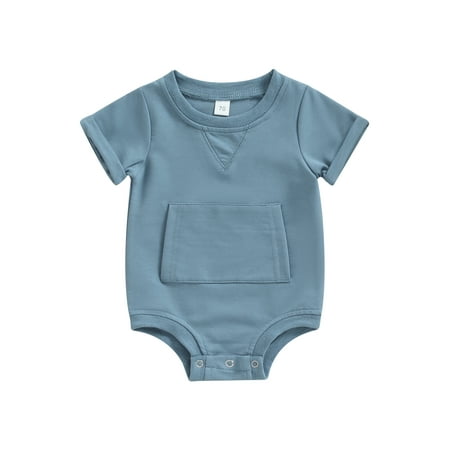 

Gwiyeopda Newborn Baby Boy Girl Summer Casual Romper Solid Color Short Sleeve Legging Bodysuit Clothes 3-24 Months
