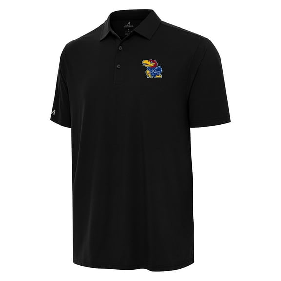 Men's Antigua Black Kansas Jayhawks Era Polo