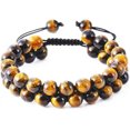 thumbnail image 2 of RSAMD 8MM Tiger Eye Bracelet Healing Natural Stone Bead Adjustable Unisex Yoga Braclet-15, 2 of 8