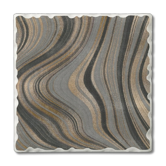 CounterArt "Gilded Swirl IV" 1 Pack Absorbent Stone Tumbled Tile Coaster 4" by 4"