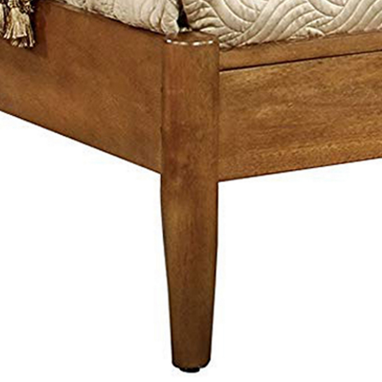 Wooden California King Size Bed with Panel Headboard Oak Brown