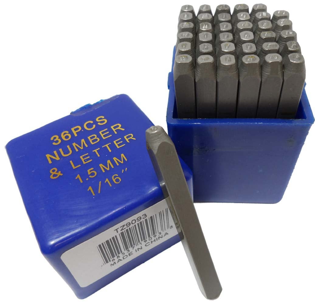 36pcs 1/16 1.5mm Letter and Number Stamp Punch Set Hardened Steel Metal 