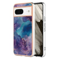 Designed for Google Pixel 8 Marble Case, Ultra Thin Girls Women Plating Marble Designed Flexible Soft TPU IMD Marble Protective Case Cover for Google Pixel 8 - Purple