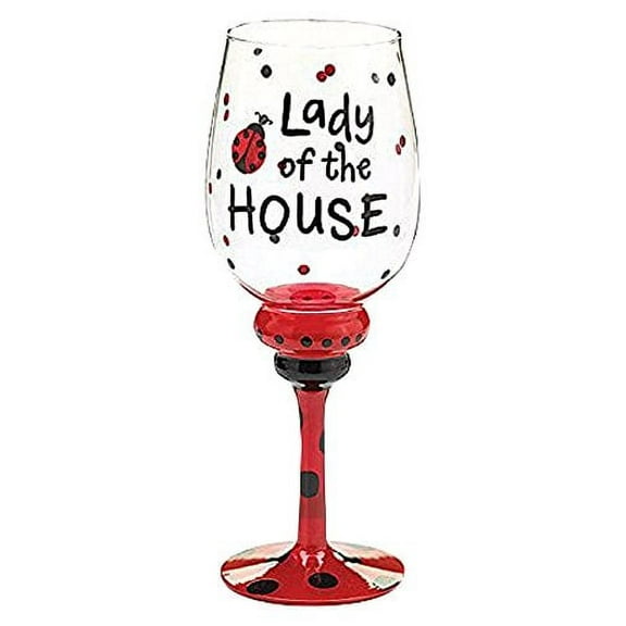 Burton and Burton SS-BNB-9720221 Lady Of The House Wine Glass Decor, 9 1/2&Quoth with 2 3/4" Opening, Multicolor