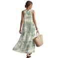 thumbnail image 2 of Xixirimido Green Toile de Jouy Print Women Maxi Dresses Casual Summer Dresses Tank Long Flowy Sleeveless Sundresses with Pockets Beach Vacation Outfits, Size L, 2 of 7