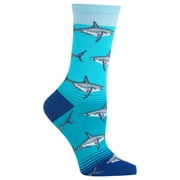 Hot Sox Womens Great White Sharks Crew Socks, Womens Shoe Size 4-10.5, Aqua