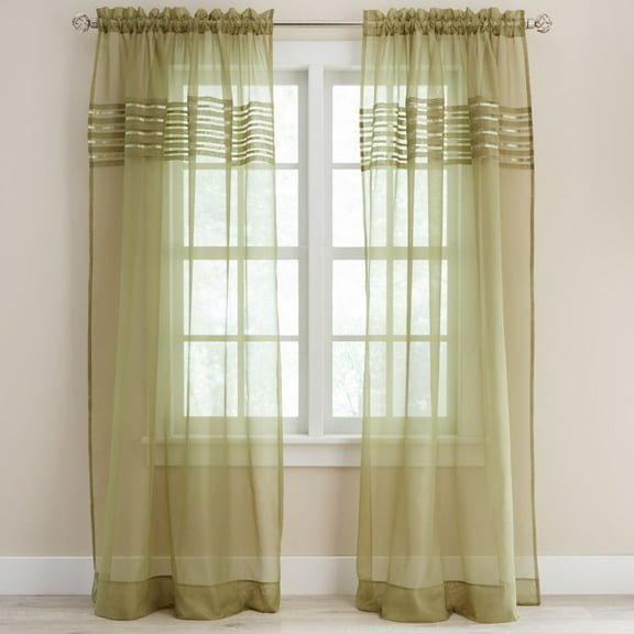 BrylaneHome BH Studio Sheer Voile Pleated Rod-Pocket Panel