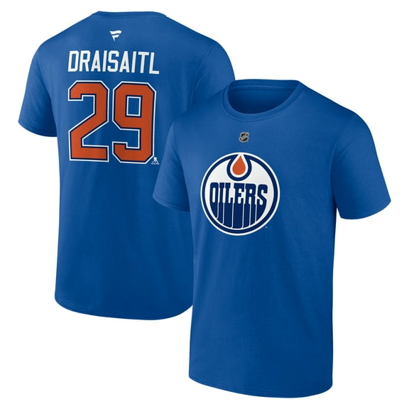 Men's Fanatics Leon Draisaitl Royal Edmonton Oilers Authentic Stack Name & Number T-Shirt