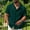 Green, variant on Men's Solid Linen Blend Short Sleeve Button-Down Shirt with Multi-Pockets, Ideal for Summer Vacations Gray XXL