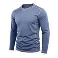 thumbnail image 5 of Smsaxvxz Mens Shirts Soft Comfort Crew Neck Long Sleeve Color Patchwork T-Shirts Casual Lightweight Fall Tops Dark Blue M, 5 of 8