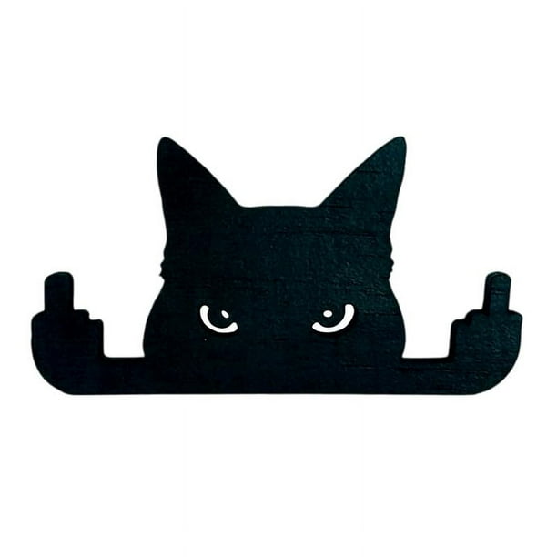 Adorno decorativo de gato negro - Figura de arte de pared de gato divertido - Regalos de gato negro perfectos para exhibir en el escritorio - Amantes de los gatos artísticos