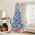 thumbnail image 2 of Gymax 9 FT Pre-Lit Artificial Christmas Tree Blue Hinged Xmas Tree w/ 1938 Frosted PVC Branch Tips, 2 of 10