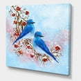 thumbnail image 3 of Designart ' Two Blue Birds Sitting On A Branch With Berries In Winter ' Traditional Canvas Wall Art Print, 3 of 4