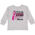 thumbnail image 3 of Inktastic Breast Cancer Awareness Nobody Fights Alone Pink Ribbon Boys or Girls Long Sleeve Toddler T-Shirt, 3 of 5